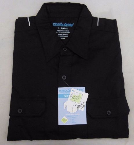 Pro Safe DuPont Fabric Protector Twill Work Shirt Large Long Sleeve Black
