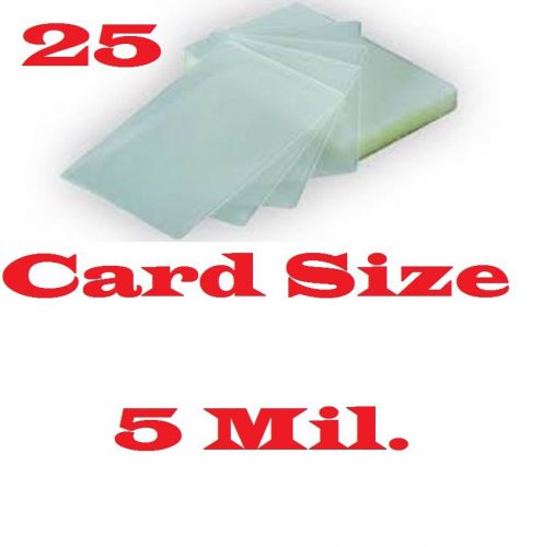 25 Card size Laminating Pouches/Sheets 2-5/8x3-7/8 , 5 Mil