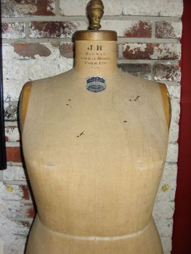 Antique 1942 j.r. bauman &#034;plus size&#034; dress form - wwii era - nice condition for sale