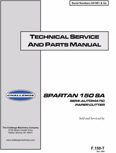 Challenge Spartan 185 Technical Service and parts Manual (002)