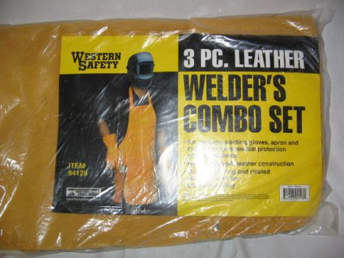 3-PIECE LEATHER, WELDER&#039;S COMBO SET BY WESTERN SAFETY, ITEM 94128, BRAND NEW