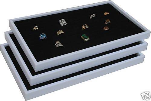 3 black ring jewelry display case orgnizer insert new for sale