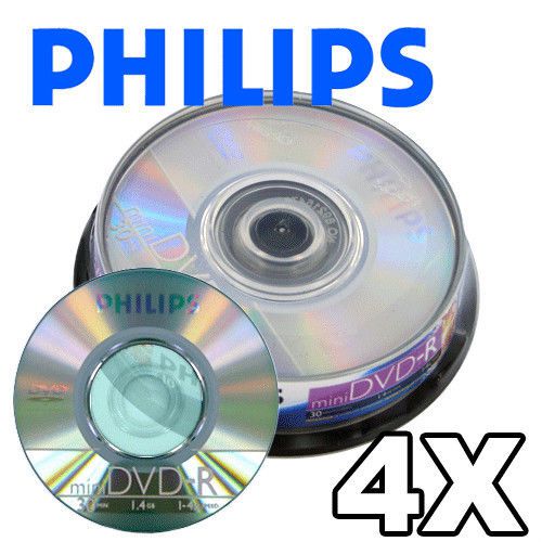 10-pk Philips Mini 4x DVD-R 1.46GB Blank Recordable DVD Disc 4 Digital camcorder