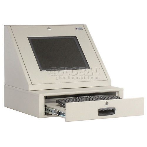 LCD Console Counter Top Security Computer Cabinet - Gray **NEW**