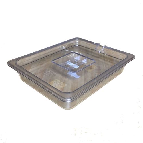 SET HALF-SIZE CLEAR POLYCARBONATE FOOD PAN CONTAINER 2.5&#034; DEEP + PLASTIC COVER