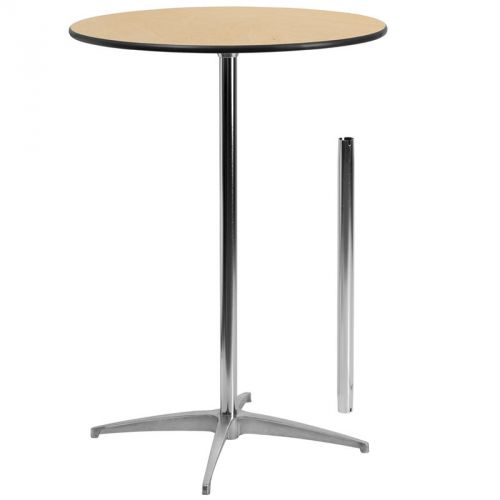 30&#039;&#039; Round Wood Cocktail Table with 30&#039;&#039; and 42&#039;&#039; Columns
