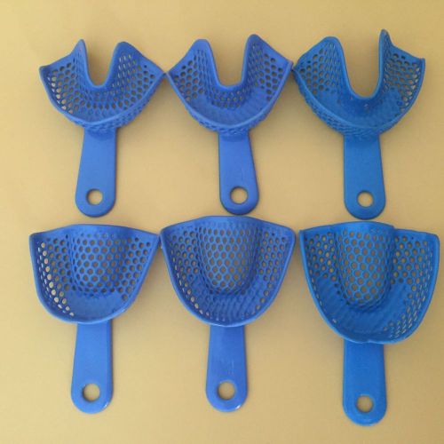 6 Pcs Dental Impression Trays Denture Instruments Plastic-Steel S M L size
