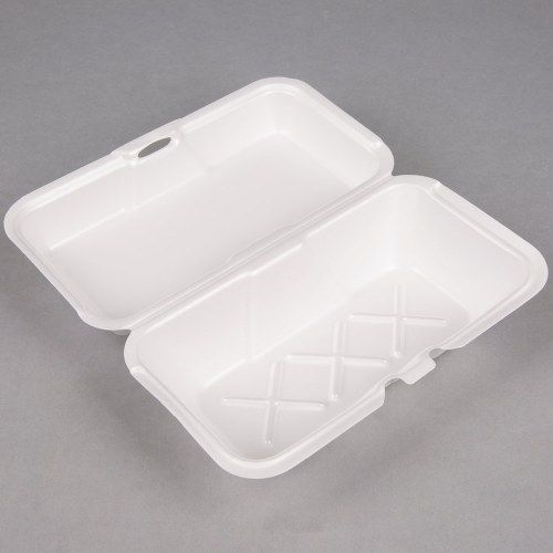 Genpak 21900 white large foam hinged lid case of 200 for sale