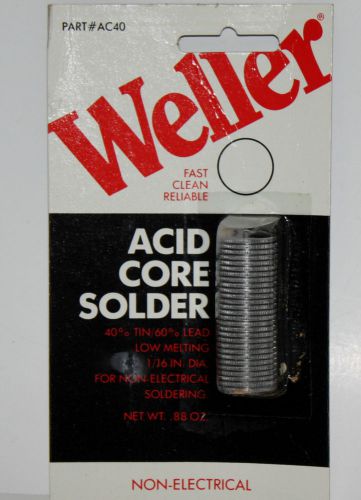 Weller Acid Core 40/60 Solder non-electrical AC40 Low Melting  NOS
