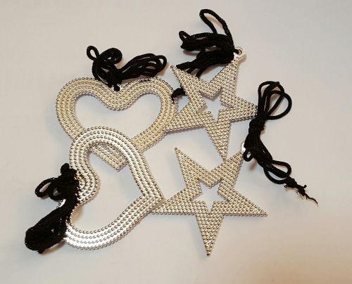 Lot of 24 piece Sliver Star &amp; Heart necklace charms party favors carnival prizes