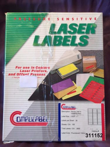 Compulabel Pressure Sensitive Laser Labels 3000 Adhesive Stickers 2.625x1 Yellow