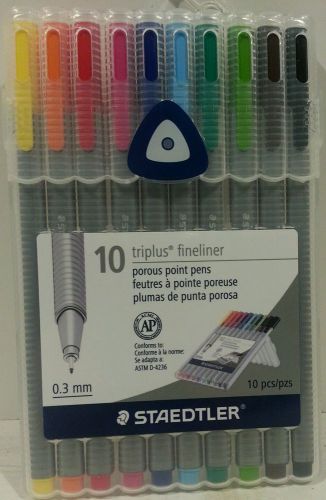 Staedtler Triplus Fineliner Pens, Pack of 10, Assorted Colors
