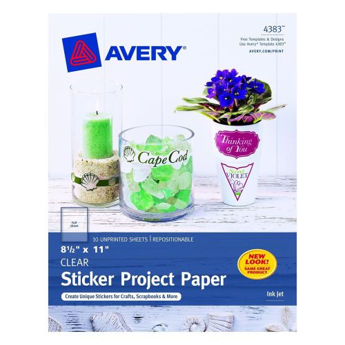 Avery Sticker Project Paper 8.5 x 11 Inches Clear Pack of 10 (04383)