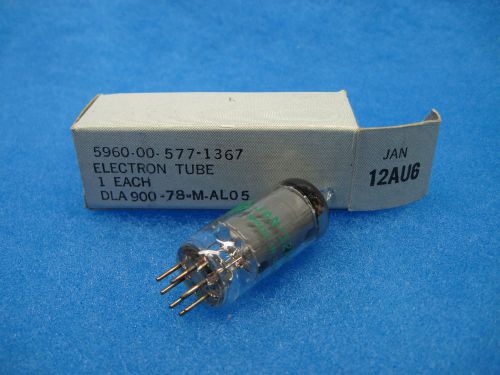 (1) NOS JAN-12AU6 Vacuum Tube - GE - USA - 1978 (Gray Ribbed Plates)