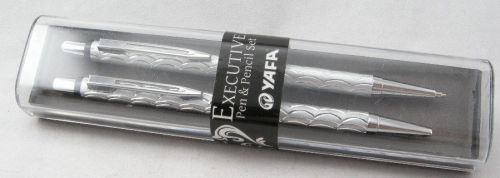 Brand New Yafa Executive Ballpoint Pen &amp; Pencil Set - Silver &amp; Chrome - 60% OFF