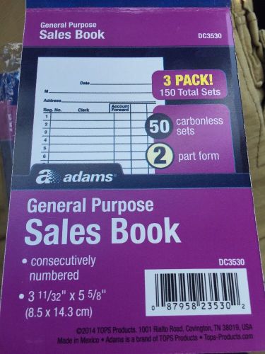 NEW Adams Sales Books, Carbon Copy Sheets 50 Receipts Per Book