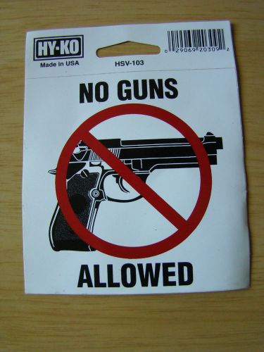 NO GUNS ALLOWED adhesive vinyl sign high quality 4 inches weapons prohibited USA