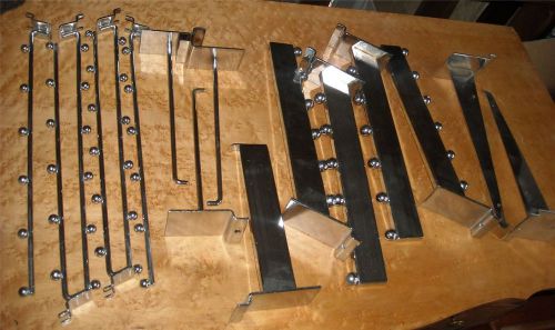 Slatwall assorted chrome display-waterfall, peg, brackets 16 pieces for sale