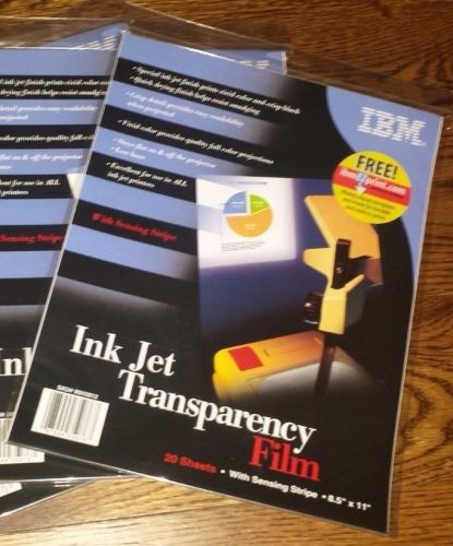 NEW  IBM INKJET TRANSPARENCY FILM 90H3812 60 clear sheets 8.5&#034;x11&#034; for HP Inkjet