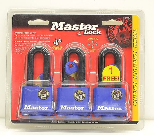 *Masterlock, 3Pc., Hardened Steel, Keyed Alike, Padlocks New 312TRILH