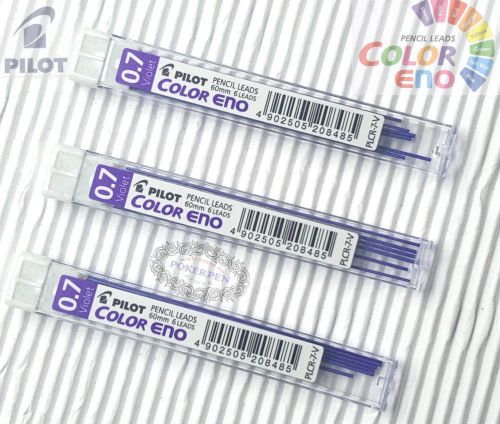 3xTube-PLCR-7-R-Pilot-color-eno-Mechanical-pencil-lead 0.7X 60mm VIOLET colour
