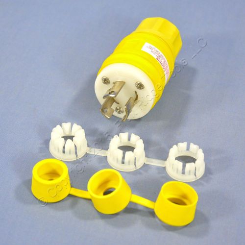 Leviton wetguard yellow industrial locking plug 10/15a 125/250v non-nema 24w07 for sale