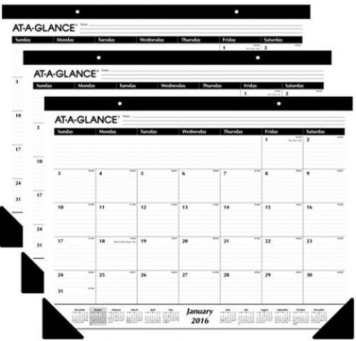 At-a-glance monthly desk pad calendar 2016, ruled, 21-3/4 x 16 inches, 3-pack for sale