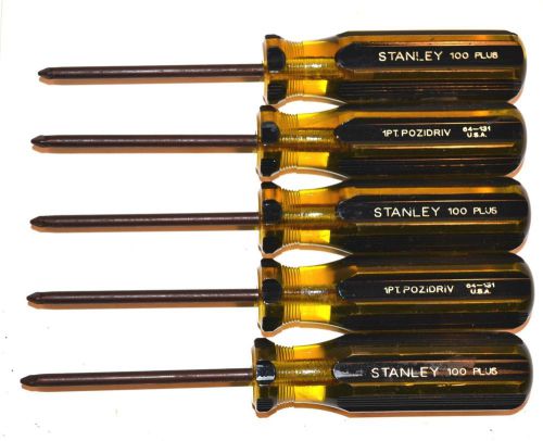 5 nos stanley usa 100 plus 1pt x 3&#034; blade pozidrive screwdriver #64-131 for sale