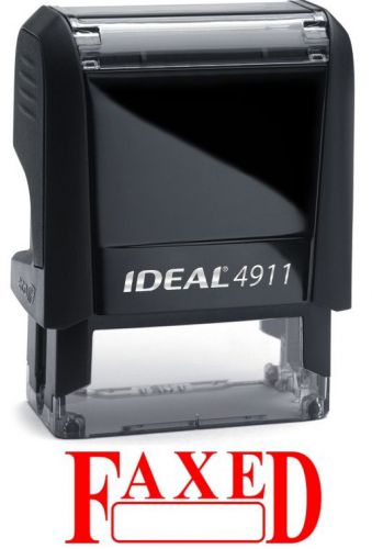 Faxed text with date box, ideal 4911 self-inking rubber stamp with red ink for sale