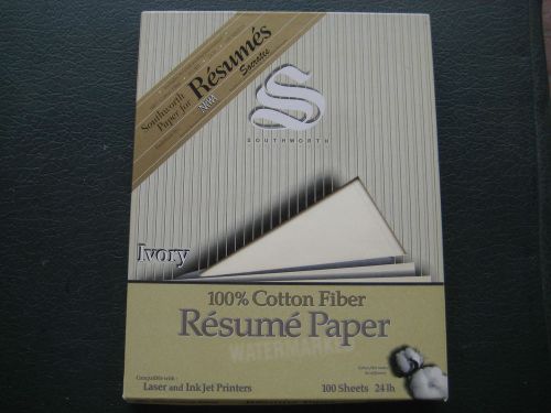 Southworth Resume Paper,100% Cotton 24 lb Ivory, 100 Count w/ Instruction Manual