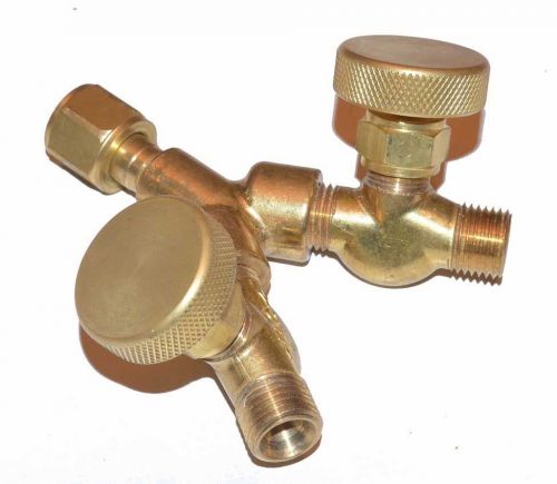 New Y Connector with Valves for Oxygen Acetylene Welding - 9/16&#034;-18 RH