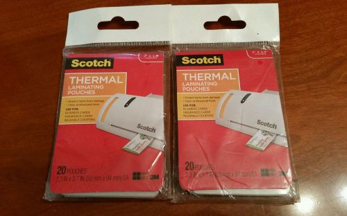 3M Scotch TP5851-20 Thermal Laminating Pouches Business Card Size 2&#034; x 3.5&#034; 2 PK