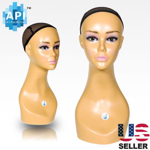 Realistic Plastic Female MANNEQUIN head lifesize display wig hat 18&#034; B1