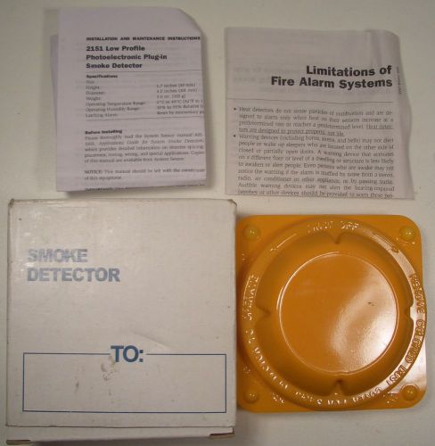 System sensor 2151 low profile photoelectronic plug-in smoke detector new for sale
