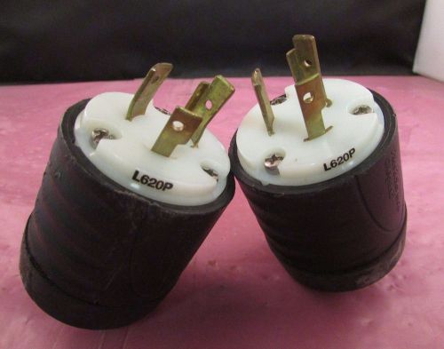 * LOT OF 2 * L620P - Legrand P&amp;S 2P3W 20A 250VAC Industrial Turnlok Male Plugs