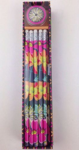 Pencil box set jazzy blooms10 pencils &amp; sharpener100% authentic vera bradley nwt for sale