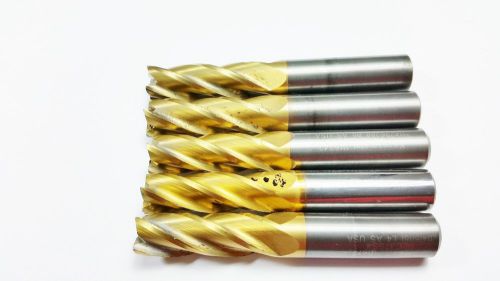 (Lot of 5) 3/8&#034; Kennametal Solid Carbide TiN 4 Flute End Mill (B 945)