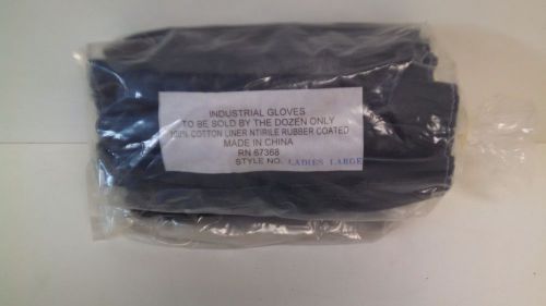 LOT OF (12) NEW OLD STOCK!!! COTTON LINER NITRILE RUBBER COATED GLOVES RN67368