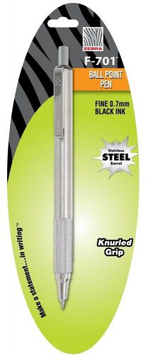 NEW Zebra F-701 Stainless Steel Ballpoint Retractable Pen, Black Ink, Fine Point