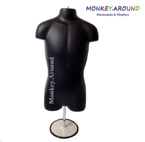 Mannequin youth torso body form black display clothing +1 hanger +1 metal stand for sale