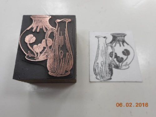 Letterpress Printing Block, Rookwood Pottery Vases, Type Cut