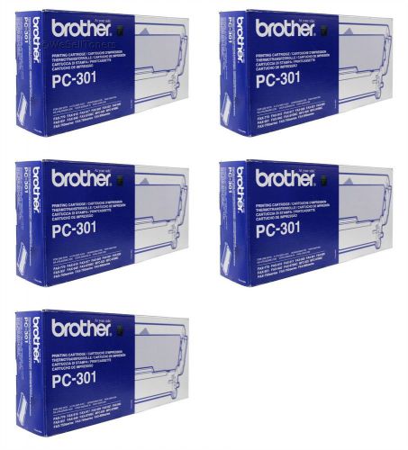 5x Brother PC-301 Black Fax Cartridge PC301 Genuine New Damaged Box