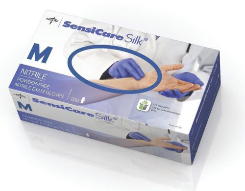 Medline SensiCare Silk Nitrile Exam Gloves, Blue, Medium, Case of 2500