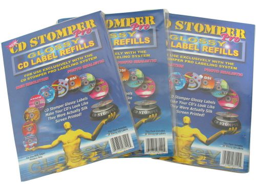 60 CD Stomper Pro GLOSSY CD Label Refills 3 x 20 Lot Inkjet Floppy Covers Dvd