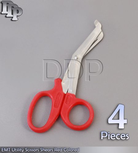 4 Pieces EMT Utility Scissors Shears 5.5&#034; Red Colored