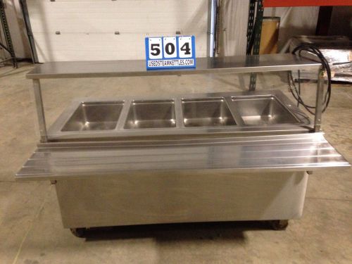 Vollrath 36140 4 well hot food table s/s over/tray shelf sneeze guard 4 casters for sale