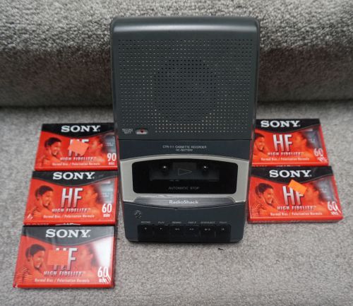 Radio Shack CTR-111 Portable Cassette Tape Recorder w/ 5 Cassette Tapes