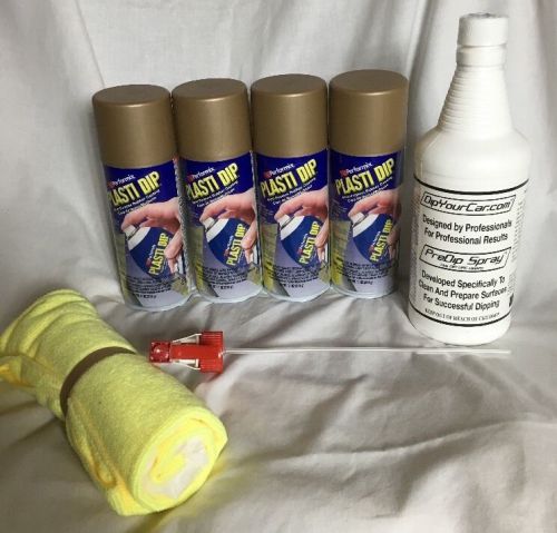 Plasti Dip Wheel Kit -4 VIntage Gold Spray Cans-PreDip Spray-Brake Covers-Towels