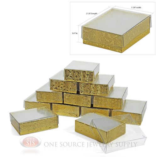 12 Gold View Top Cotton Filled Jewelry Gift Boxes  2 1/8&#034; X 1 5/8&#034;