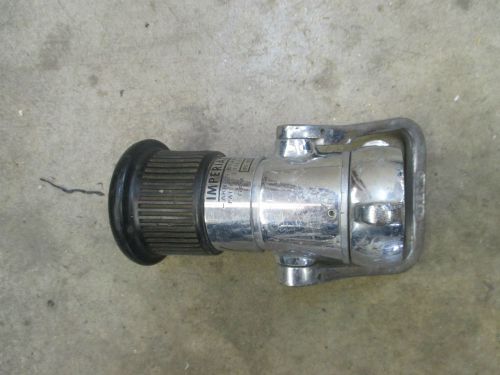 Imperial / akron brass lever operated fire hose nozzle 1 1/2&#034;  nh connection for sale